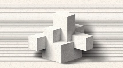 Contemporary art piece against a minimalist line drawing pattern