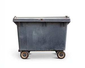 Grey wheelie bin isolated on white.
