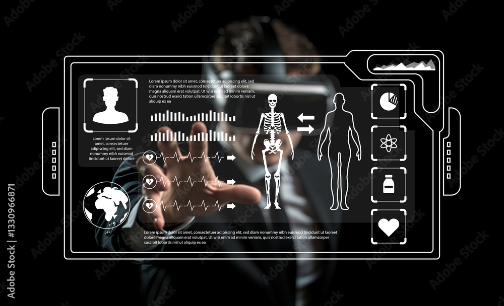 Aufkleber futuristic medical interface with virtual reality system for health monitoring and patient data anal