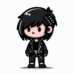 vector illustration of a person wearing edgy black clothes