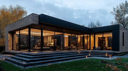 Modern architectural design of a sleek house in natural surroundings