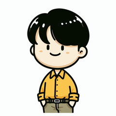 Obraz premium cartoon vector illustration of a person wearing a yellow shirt