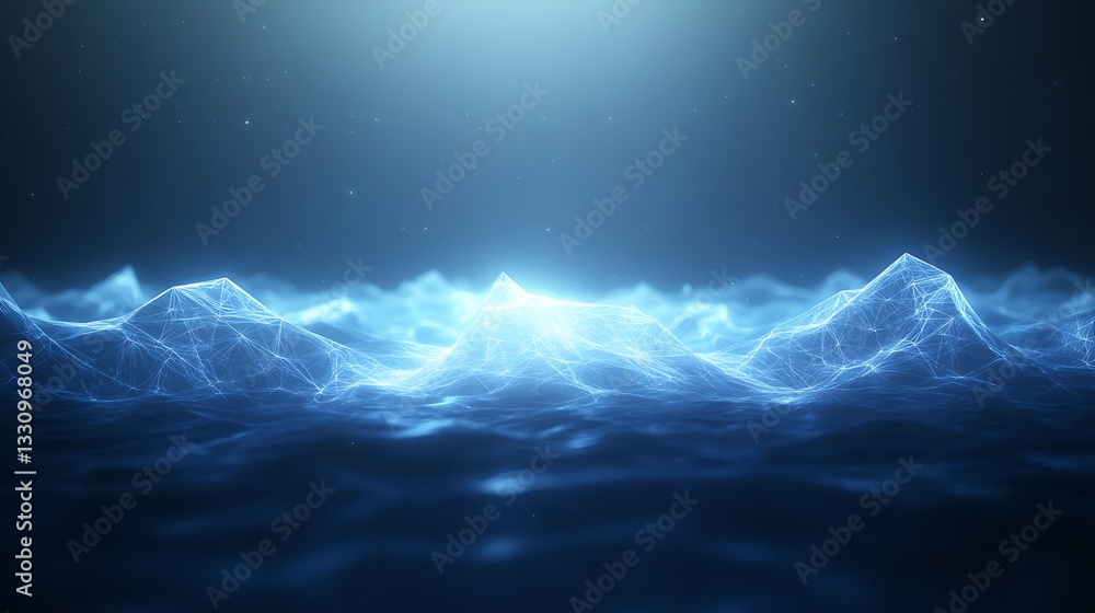 Aufkleber illuminated waves create a serene underwater scene with a glowing blue ambiance.