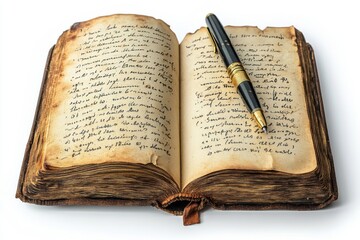 Obraz premium Antique Book and Pen: A Vintage Literary Scene