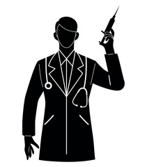 Doctor Silhouette Holding Syringe
