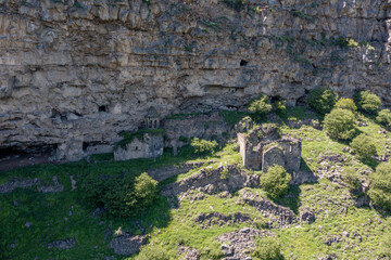Aerial view of Horomayr Monastery, an ancient Armenian monastery built into the cliffs of Debed...