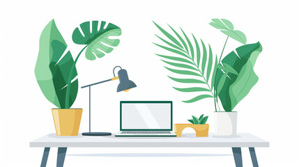 Minimalistic Home Office Illustration - ミニマルなホームオフィスイラスト