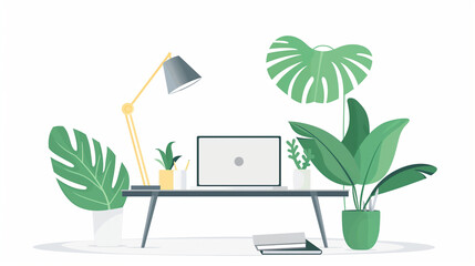Minimalistic Home Office Illustration - ミニマルなホームオフィスイラスト