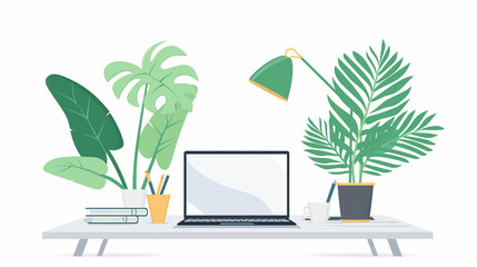 Minimalistic Home Office Illustration - ミニマルなホームオフィスイラスト