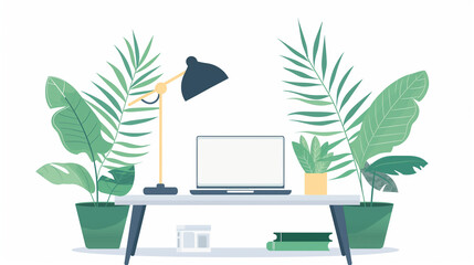 Minimalistic Home Office Illustration - ミニマルなホームオフィスイラスト