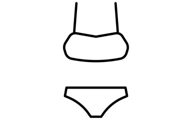 レディースの下着・水着のビキニ、白黒のシンプルな線画アイコン