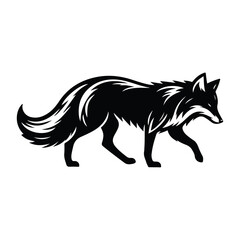 Obraz premium A fox, silhouette vector file.