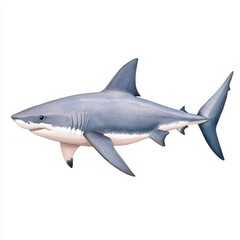 Obraz premium Realistic Illustration of a Great White Shark Swimming Underwater