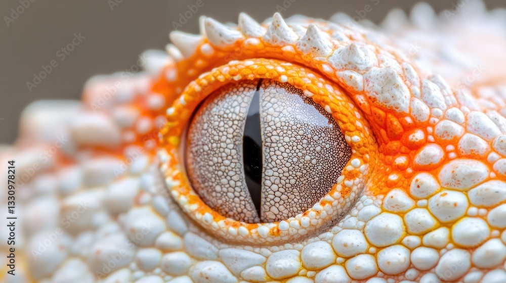 Poster Close-Up of Colorful Reptile Eye with Intricate Texture and Detail