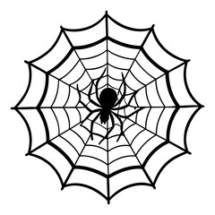 Obraz premium Spider on Web Line Art Illustration