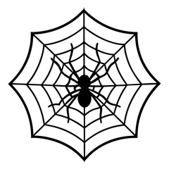 Obraz premium Spider on Web Line Art Illustration