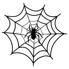 Obraz premium Spider on Web Line Art Illustration
