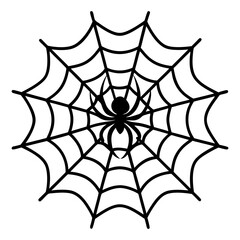 Fototapeta premium Spider on Web Line Art Illustration