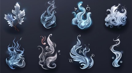 a collection of elegant smoke illustrations in various forms, perfect for adding a touch of mystique to your designs