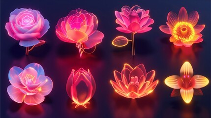 a collection of beautiful and glowing floral illustrations, perfect for design