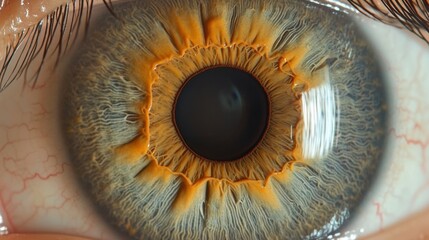 Obraz premium Intricate Close-Up of a Human Eye Revealing Colorful Iris Patterns