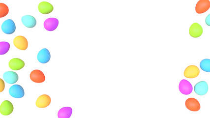 3d Happy Easter concept, top view decorative easter eggs on Transparent background