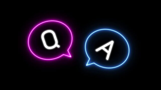q and a question and answer animated session icon q n a neon 4k green screen