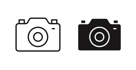 Camera icon outlined icon vector collection.