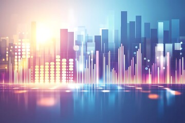 Obraz premium Dynamic Cityscape Visualizing Growth and Sound