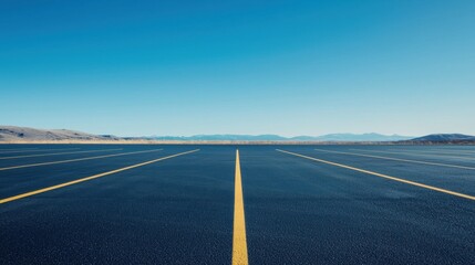 A vacant parking lot stretching into the horizon, its painted lines untouched by vehicles.