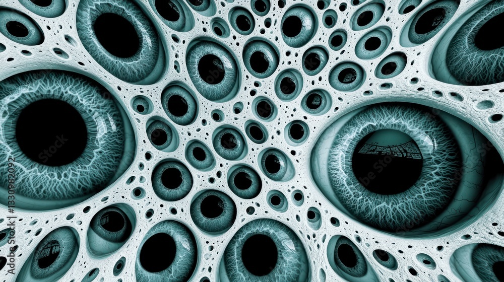 Aufkleber abstract pattern with eyes in a surreal 3d design concept