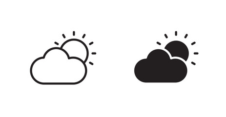 Cloud sun icon outlined icon vector collection.