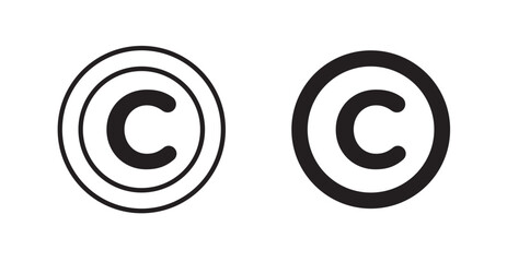 Copyright icon outlined icon vector collection.