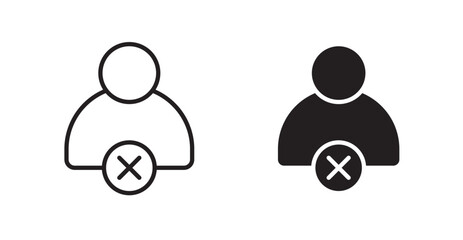 Delete user icon outlined icon vector collection.