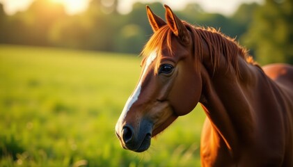 Obraz premium Highly sensitive horse ears twitching slightly , sport, wildlife
