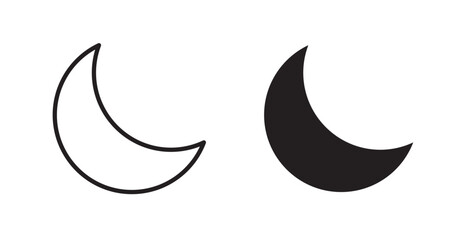 Moon icon outlined icon vector collection.
