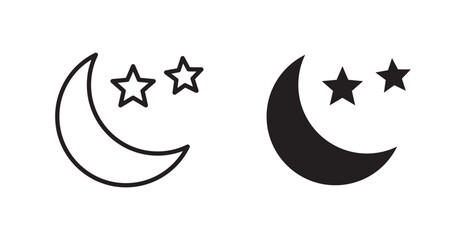 Moon stars icon outlined icon vector collection.