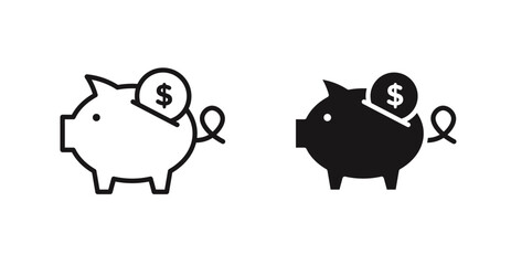Piggy bank icon outlined icon vector collection.