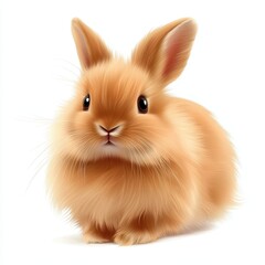 Obraz premium Cute Fluffy Bunny Rabbit Sitting on White Background for Stock Photos