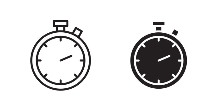 Stopwatch icon outlined icon vector collection.