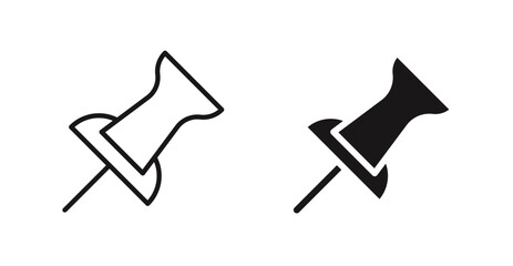 Thumbtack icon outlined icon vector collection.