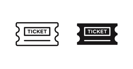 Ticket icon outlined icon vector collection.