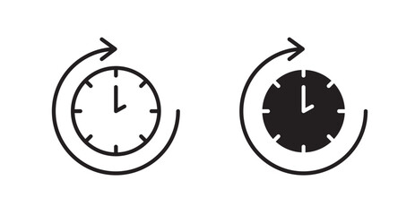 Time forward icon outlined icon vector collection.