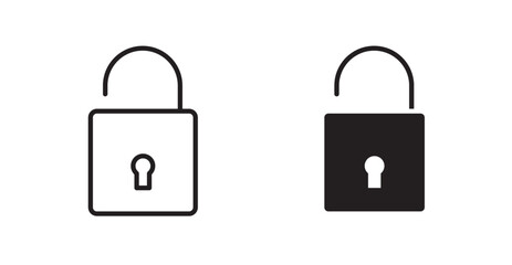 Unlock icon outlined icon vector collection.