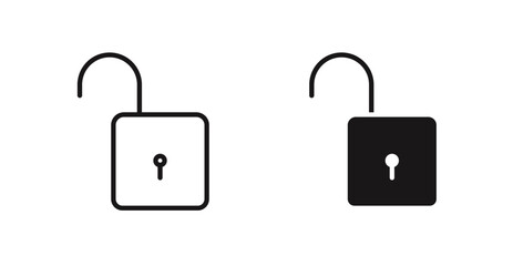 Unlock icon outlined icon vector collection.