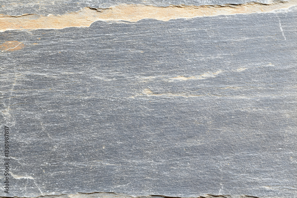Poster detailed close-up of a rustic grey slate stone texture, showing natural veining and subtle color var