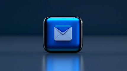Blue email button with white envelope icon for online communication and contact click