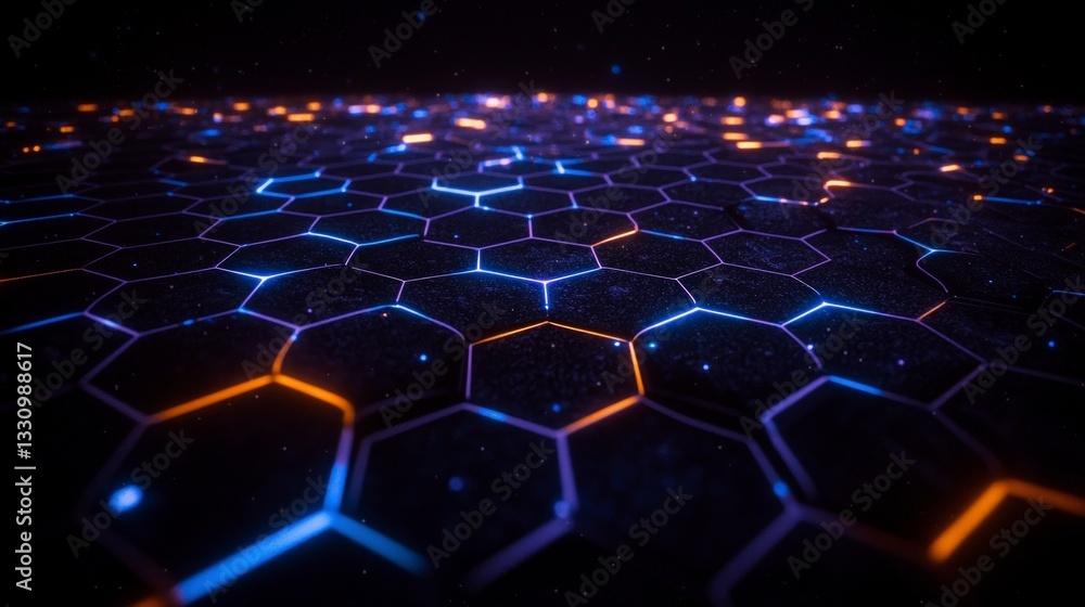 Poster futuristic hexagon network abstract digital background