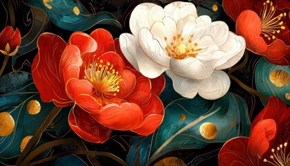 In a realm where art intertwines with time, emerges a layered folk illustration, painted with strokes of vibrant hues and weathered charm The canvas whispers tales of bygone eras, its distressed