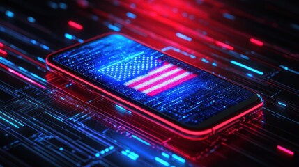 A digital USA flag shared on a smartphone screen on Independence Day 